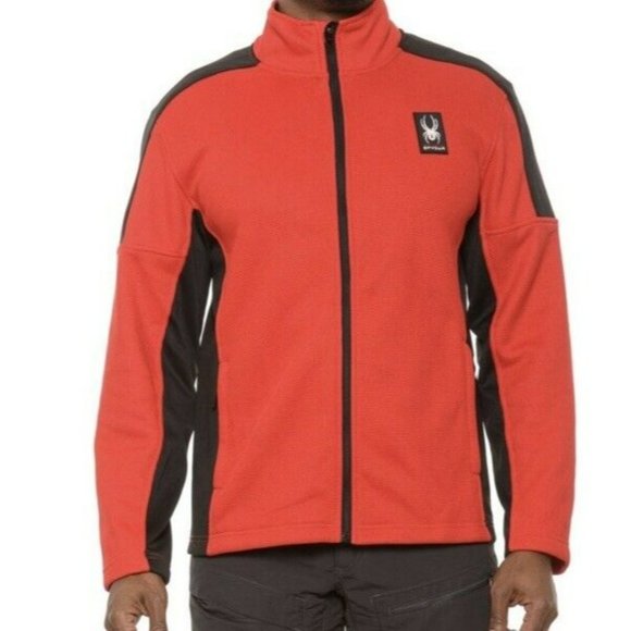 New $129 Spyder Men Mendoza Bonded Sweater Fleece Full-Zip Jacket Red Medium - Picture 1 of 10